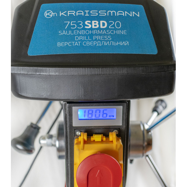 Свердлильний верстат Kraissmann 753 SBD 20 (лазерний вказівник, безступінчасте регулювання обертів, цифровий дісплей швидкості обертання)